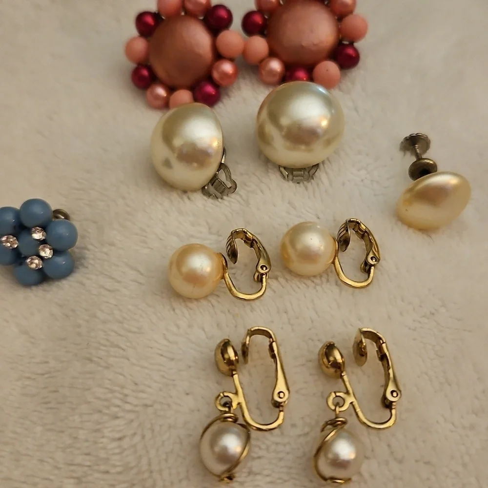 Vintage Lot of Faux Pearl Clip-on Earrings